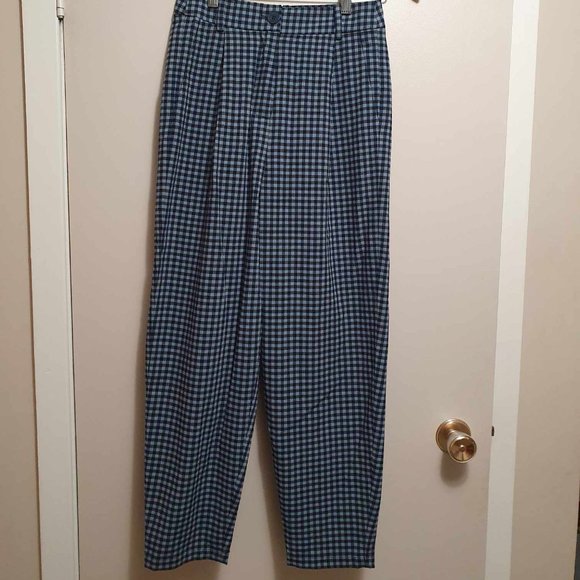 BNWT Frank and Oak The Gingham Amelia Balloon Pant - Navy - 4 - Picture 5 of 8